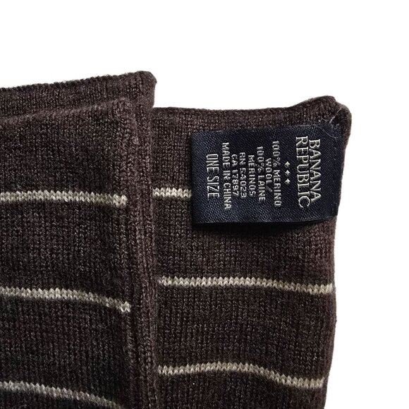 Banana Republic Mens Brown Striped Wool Scarf One Size - Picture 2 of 4
